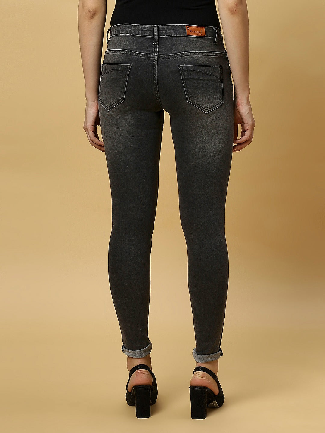 REA-LIZE Grey Dark Shade Skinny Women Jeans