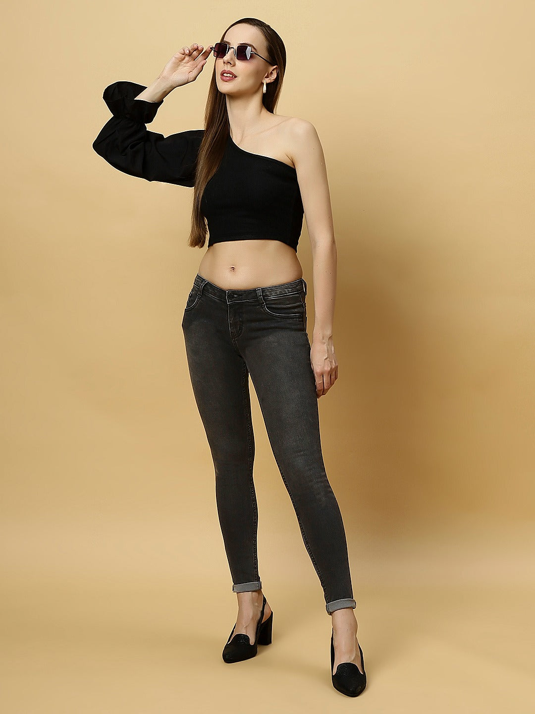 REA-LIZE Grey Dark Shade Skinny Women Jeans